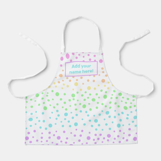 Personalised Rainbow Polka Dot Kid's Apron (Front)