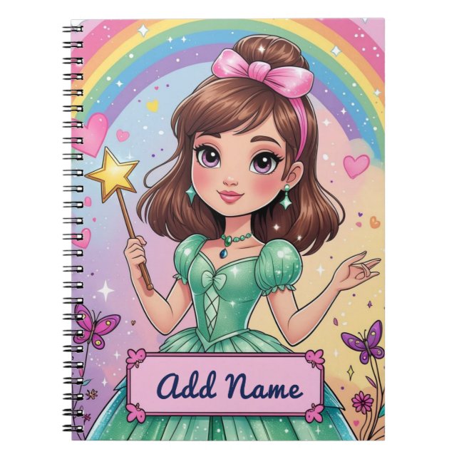Personalised Rainbow Princess Notebook (Front)