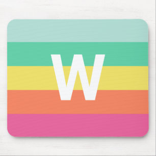 Personalised Rainbow Sherbet Colour Block Stripe Mouse Mat