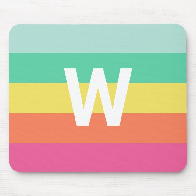 Personalised Rainbow Sherbet Colour Block Stripe Mouse Mat (Front)