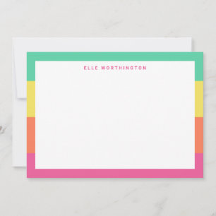 Personalised Rainbow Sherbet Colour Block Stripe Thank You Card