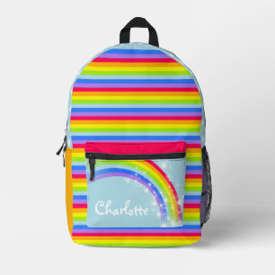 Personalised rainbow sky blue kids school  printed backpack