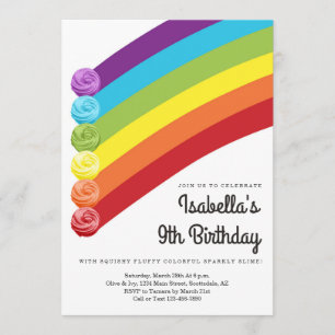 Personalised Rainbow Slime Themed Birthday Party Invitation