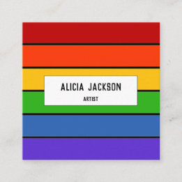 Personalised | Rainbow Stripe Square Business Card