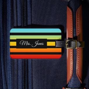Personalised Rainbow Striped Luggage Tag