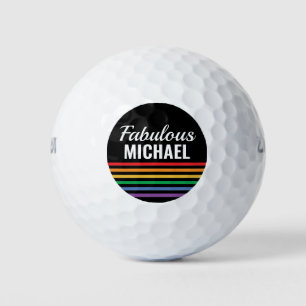 Personalised Rainbow Stripes Black LGBT Custom Golf Balls
