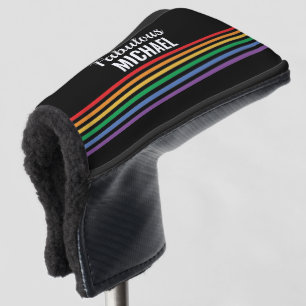 Personalised Rainbow Stripes Black LGBT Custom Golf Head Cover