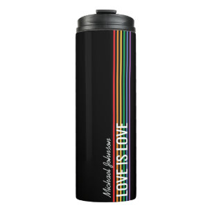 Personalised Rainbow Stripes LGBT Custom Thermal Tumbler