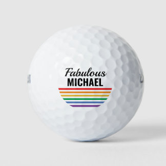 Personalised Rainbow Stripes White LGBT Custom Golf Balls