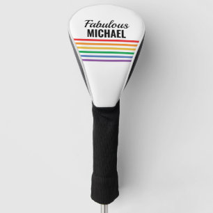 Personalised Rainbow Stripes White LGBT Custom Golf Head Cover
