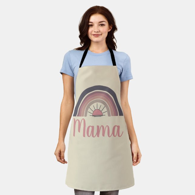 Personalised rainbow sun Mama gift Apron (Worn)