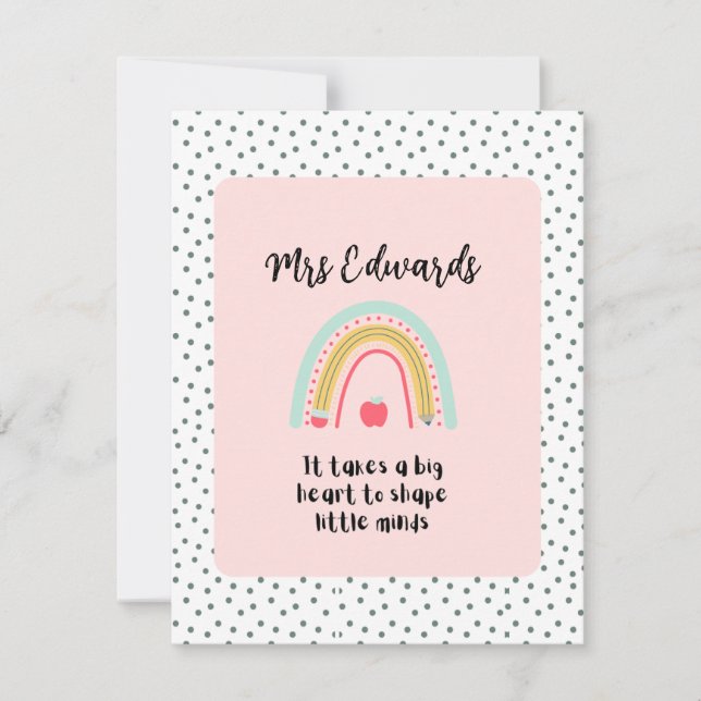 Personalised Rainbow Teacher Thank You Card (Front)