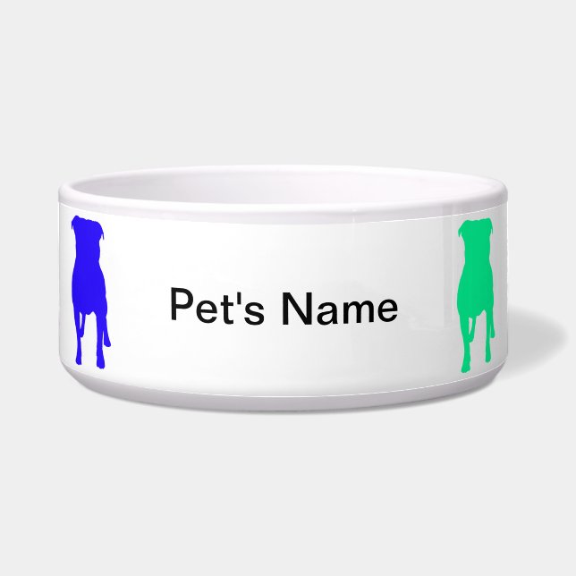 Personalised Rainbow Terrier 2 Pet Bowl (Front)