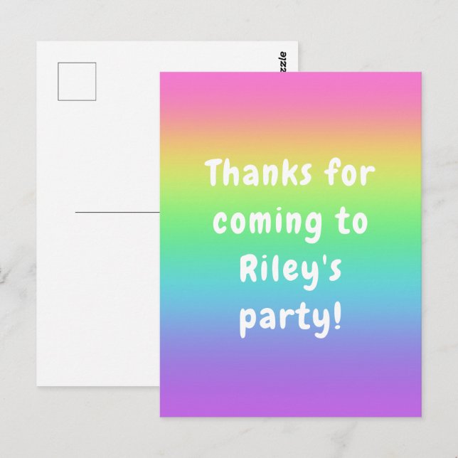 Personalised Rainbow Thank You Postcard (Front/Back)