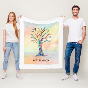 Personalised Rainbow Tree  Fleece Blanket