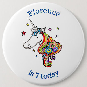 Personalised Rainbow Unicorn Age Birthday Badge