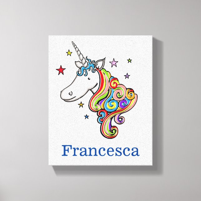 Personalised Rainbow Unicorn  Canvas Print (Front)