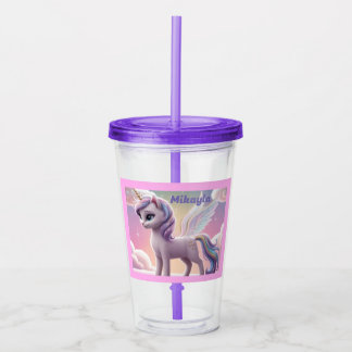Personalised Rainbow Unicorn Cat Acrylic Tumbler