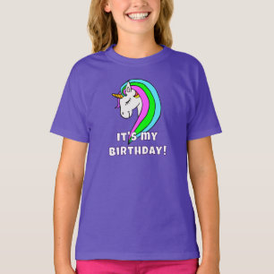 Personalised Rainbow Unicorn Girl's T-Shirt