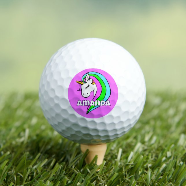 Personalised Rainbow Unicorn Golf Balls (Insitu Tee)