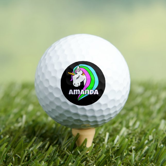 Personalised Rainbow Unicorn Golf Balls (Insitu Tee)