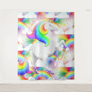 Personalised Rainbow Unicorn Princess Tapestry