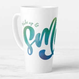 Personalised Rainbow Wake up & Smile Motivational Latte Mug