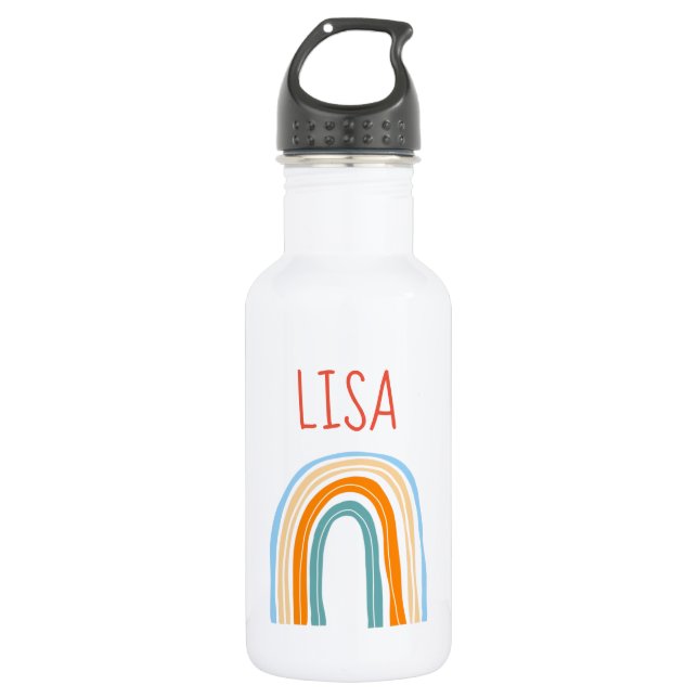 Personalised rainbow water bottle gift for kids (Front)