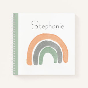 Personalised Rainbow Watercolor Modern Sketch Notebook