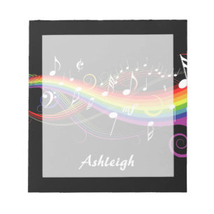Personalised Rainbow White Music Notes on Black