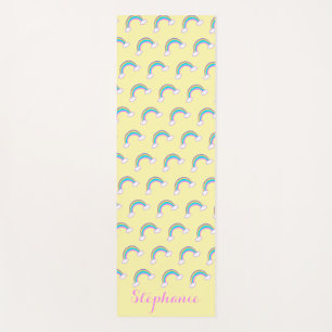 Personalised Rainbow Yellow Yoga Mat