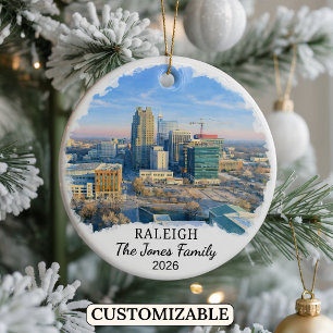 Personalised Raleigh Ornament, North Carolina Ceramic Tree Decoration
