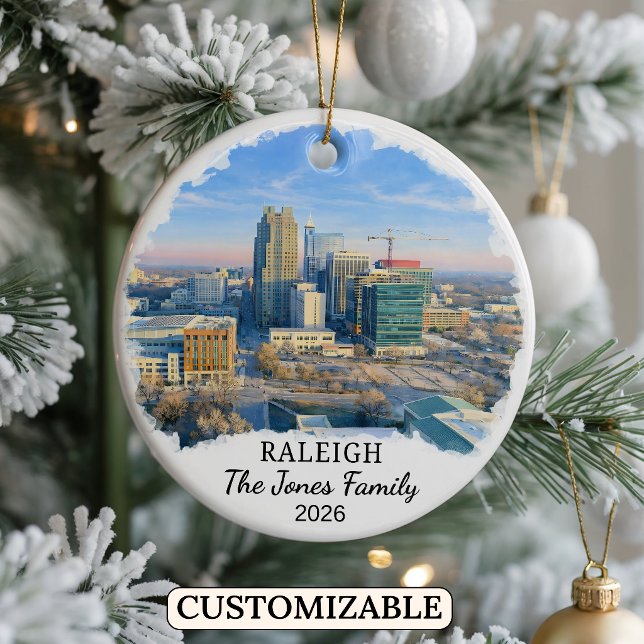 Personalised Raleigh Ornament, North Carolina Ceramic Tree Decoration (Creator Uploaded)