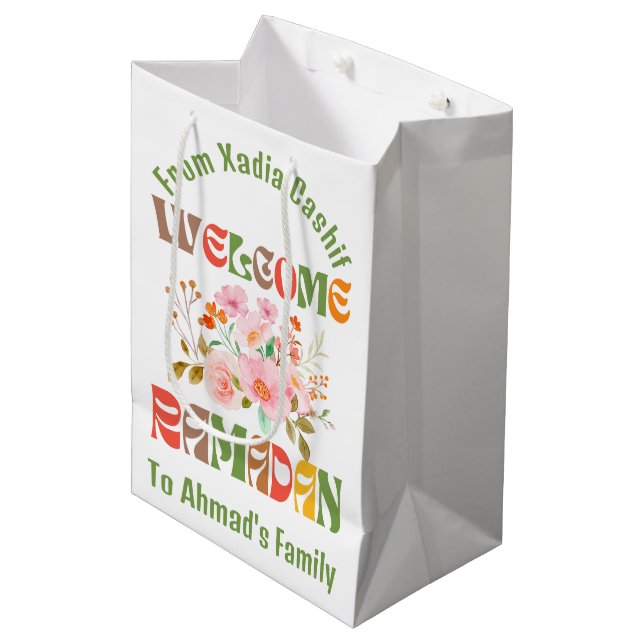 Personalised Ramadan  Kareem Ramadan Mubarak Medium Gift Bag (Front Angled)