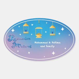 Personalised Ramadan Mubarak Oval Sticker
