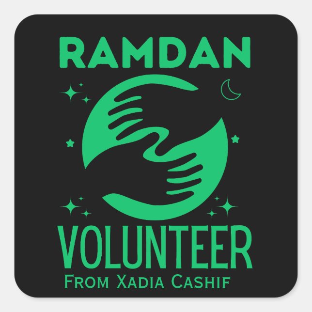 Personalised Ramadan Volunteer Square Sticker (Front)