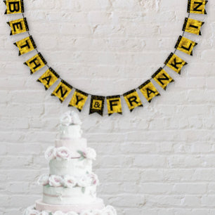 Personalised Random Gold Dot Patten Wedding Bunting