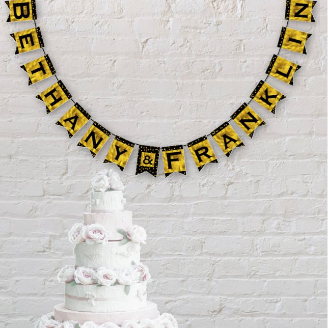 Personalised Random Gold Dot Patten Wedding Bunting (Creator Uploaded)