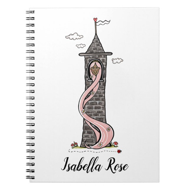 Personalised Rapunzel Princess Dark Skin Tone Notebook (Front)