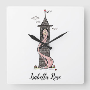 Personalised Rapunzel Princess Light Skin Tone Square Wall Clock