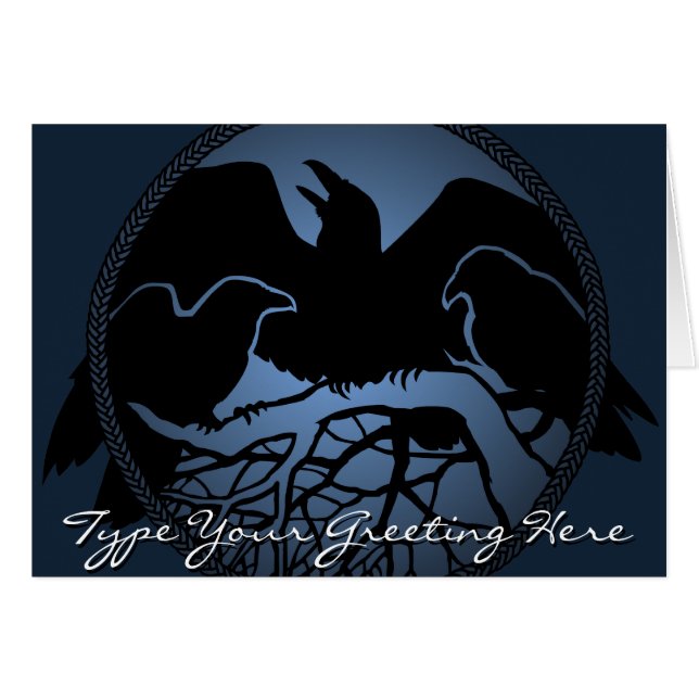 Personalised Raven Cards Cool Crow Art Cards (Front Horizontal)