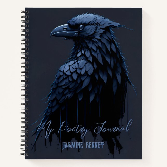 Personalised Raven Poetry Journal Spiral Notebook (Front)