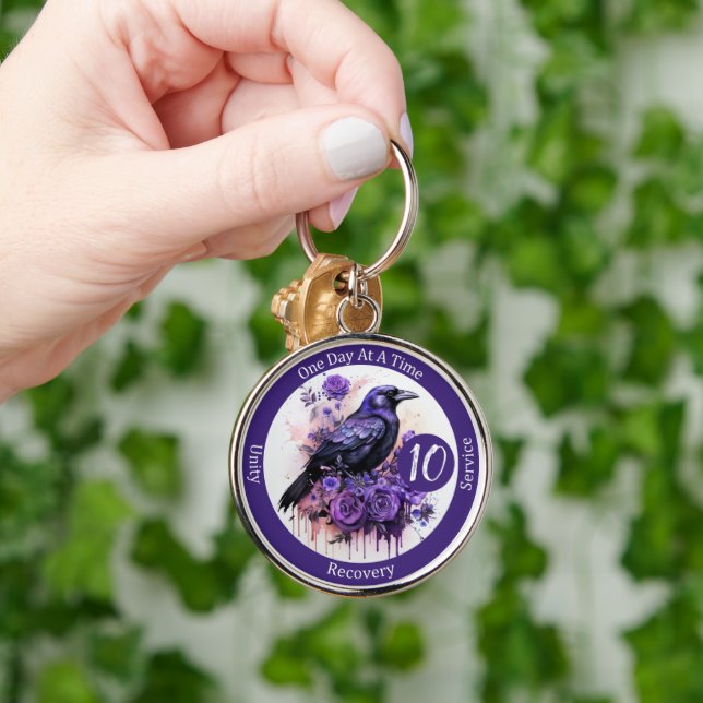 Personalised Raven Recovery Milestone Gift  Key Ring (Hand)