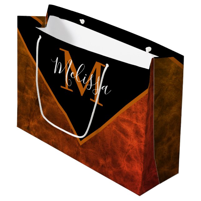 Personalised rawhide personalised large gift bag (Front Angled)