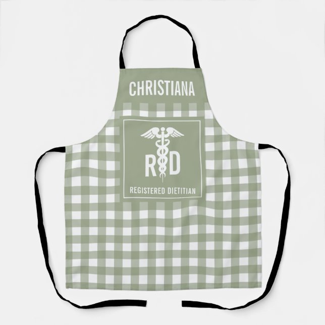 Personalised RD Registered Dietician Plaid Pattern Apron (Front)
