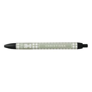 Personalised RD Registered Dietician Plaid Pattern Black Ink Pen