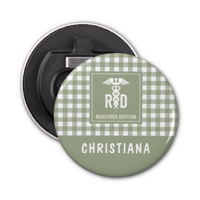 Personalised RD Registered Dietician Plaid Pattern Bottle Opener (Front)