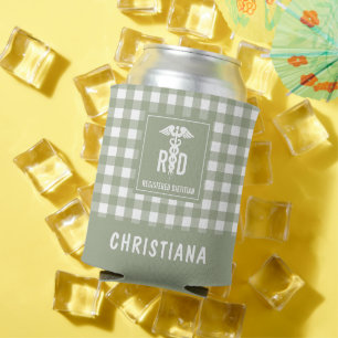 Personalised RD Registered Dietician Plaid Pattern Can Cooler