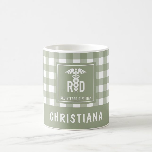 Personalised RD Registered Dietician Plaid Pattern Coffee Mug (Center)