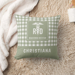 Personalised RD Registered Dietician Plaid Pattern Cushion